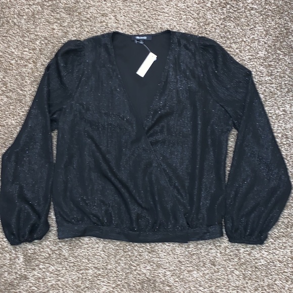 NWT Madewell Shimmer Black Top - Picture 4 of 6